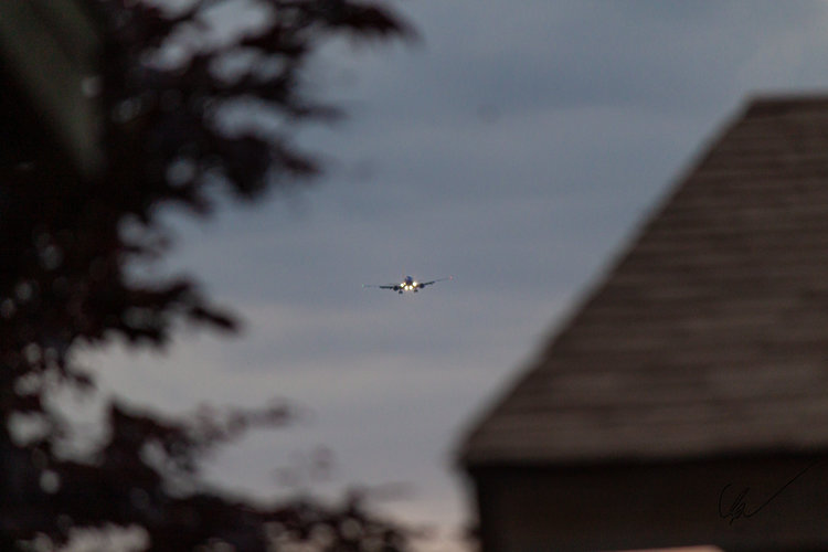 Southwest 737 with visible landing lights