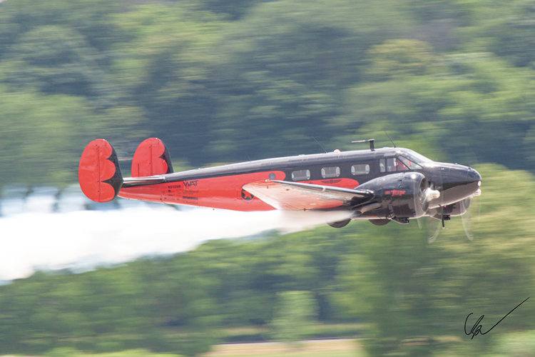 Twin Beech doing a low pass