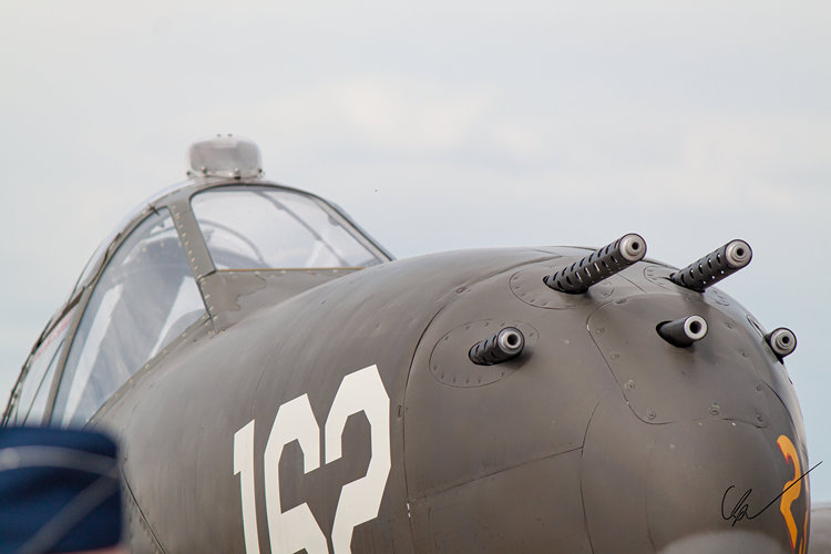 The nose of a P-38 Lightning