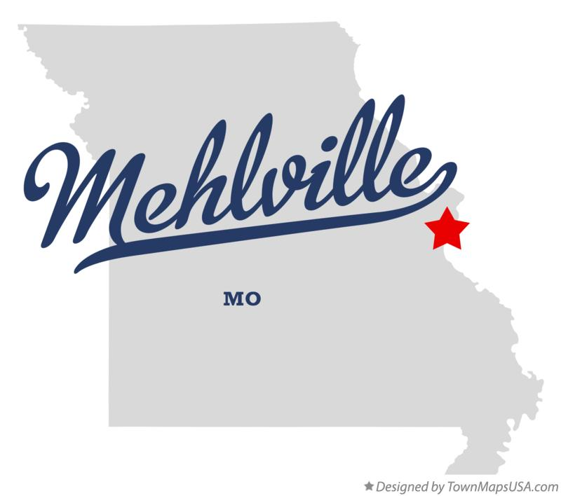 Mehlville on a map of Missouri